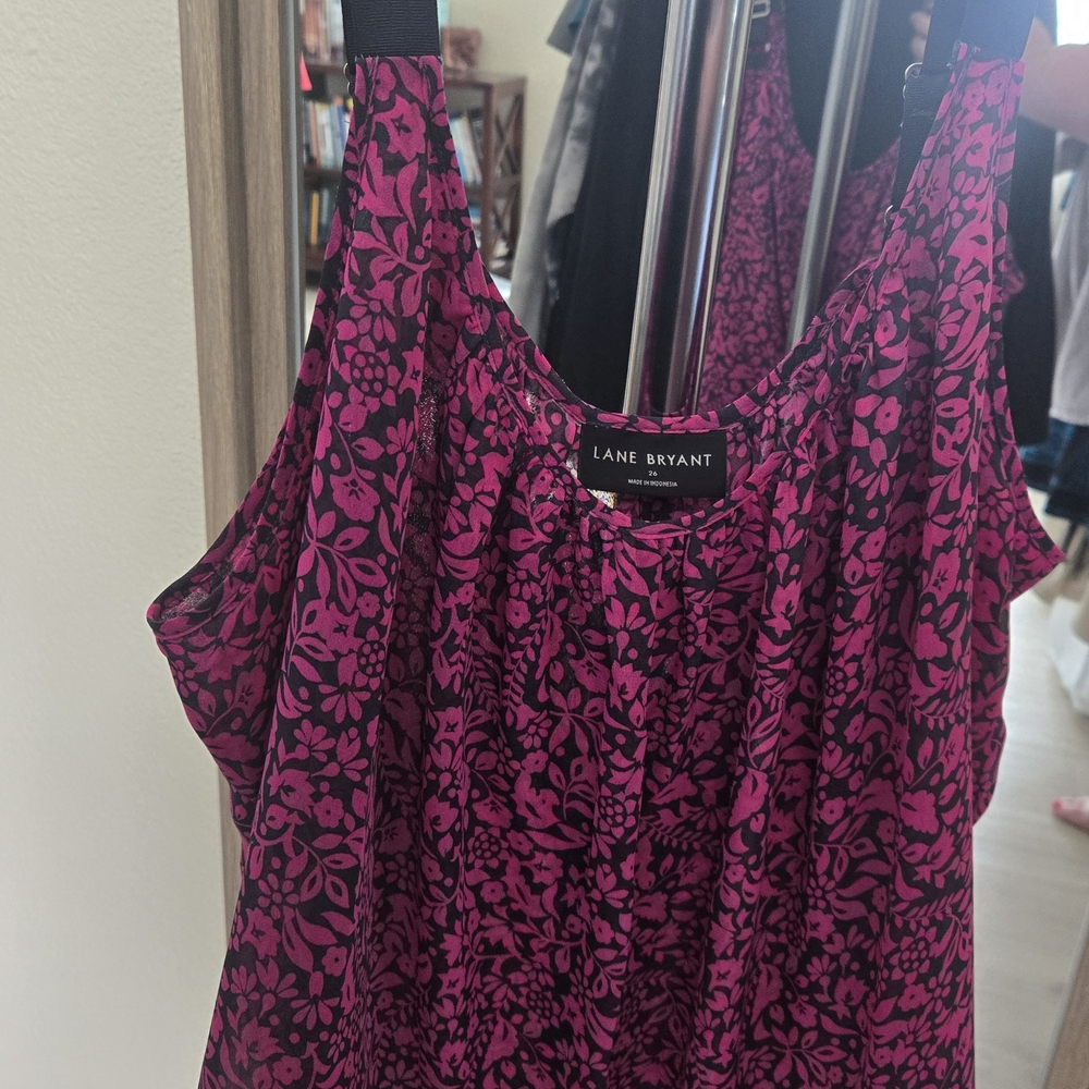 Lane Bryant Women's Purple Floral Tank Top